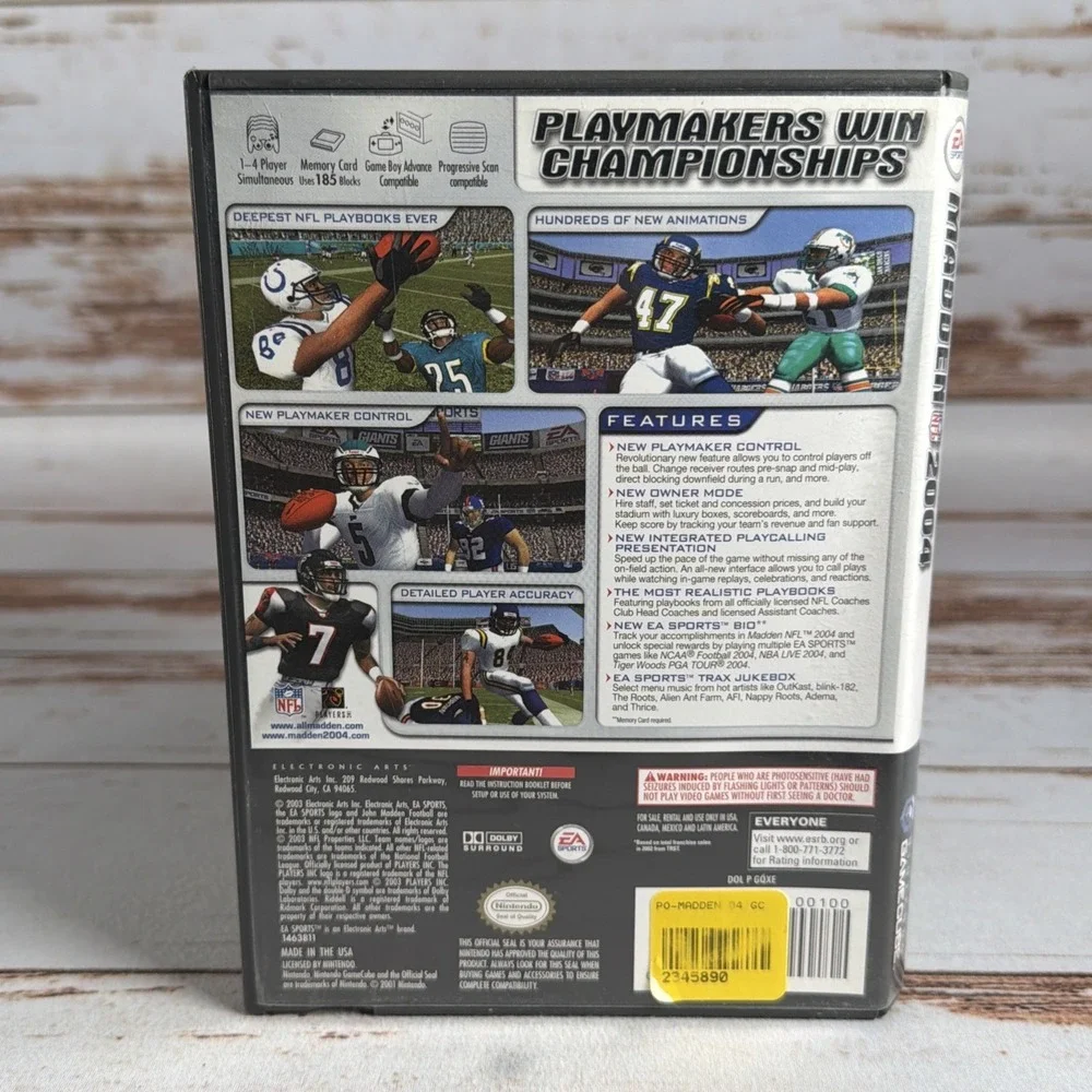 Madden NFL 2004 Nintendo GameCube Case & Disc Resurfaced Used Football
